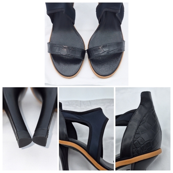 NEW Reiss Camille Embossed Leather & Neoprene Sandals - Picture 13 of 16